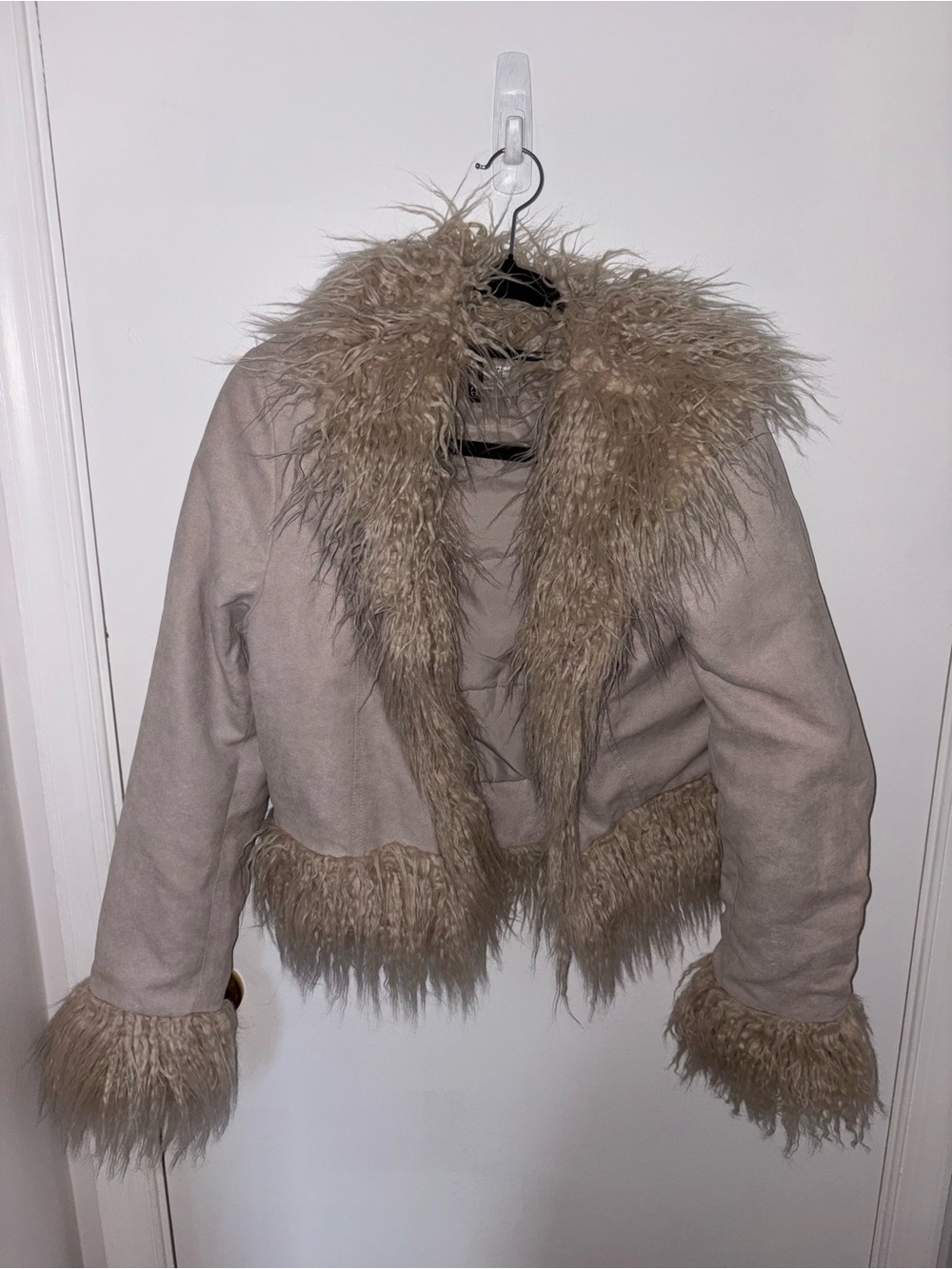 H&M - Beige Faux Fur Trim Women's Jacket